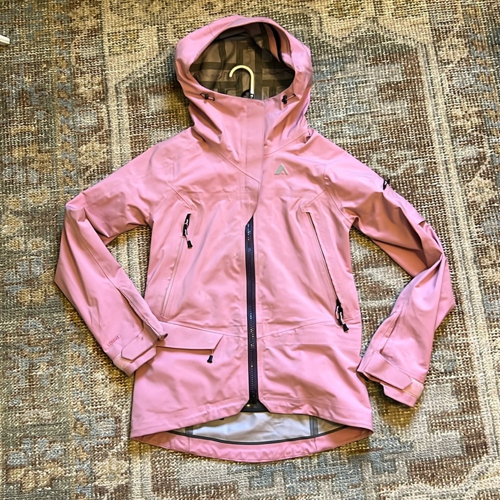 Orange dusty pink snow ski jacket shell